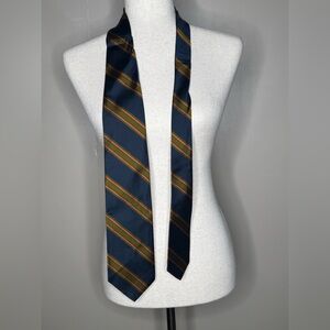 Vintage Bancroft Ltd All Silk Striped Necktie Navy Olive Rust